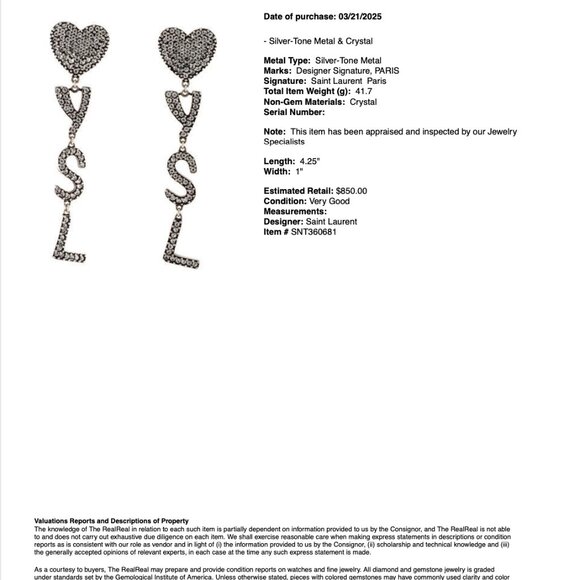 Saint Laurent Opyum - YSL Crystal Heart Clip-On Earrings - Picture 6 of 6